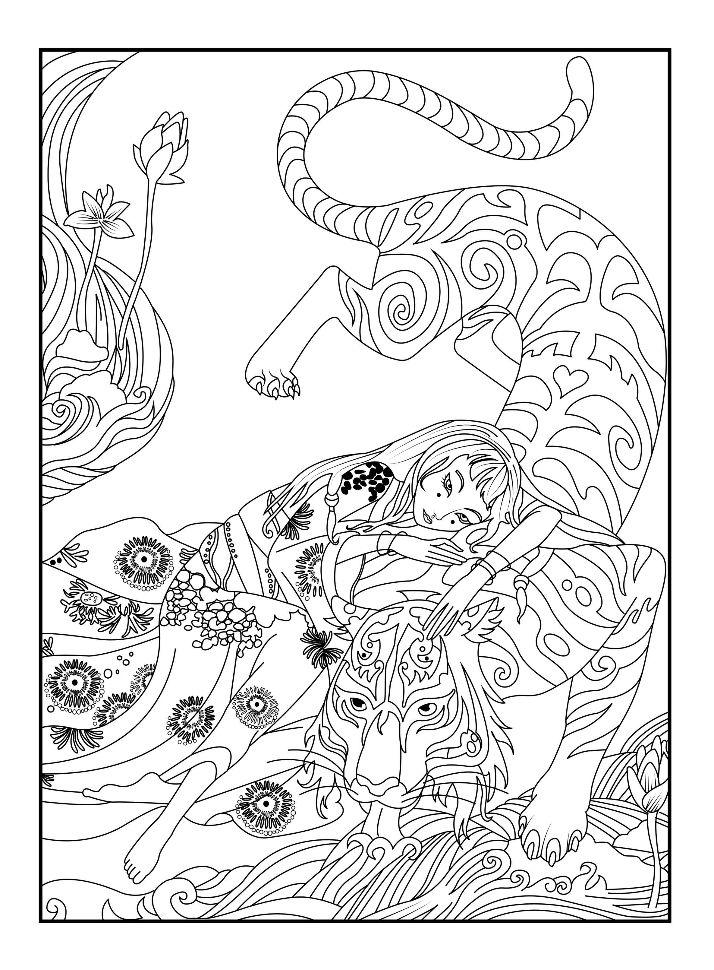 Here is a coloring page with a tiger by Céline, Artist : Celine