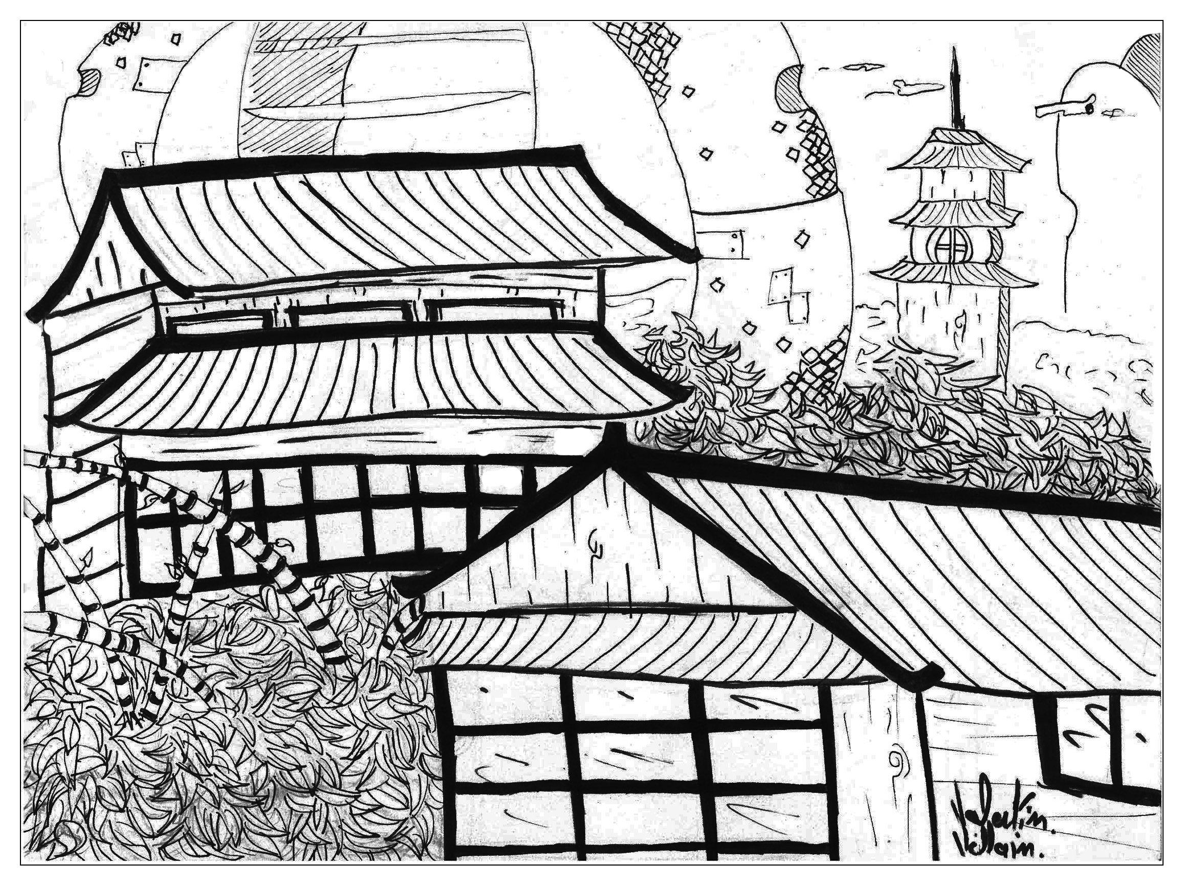 A great coloring page on the Japan theme by Valentin, Artist : Valentin