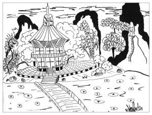 Coloring page adults japan valentin
