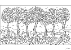 Dream forest with magical trees