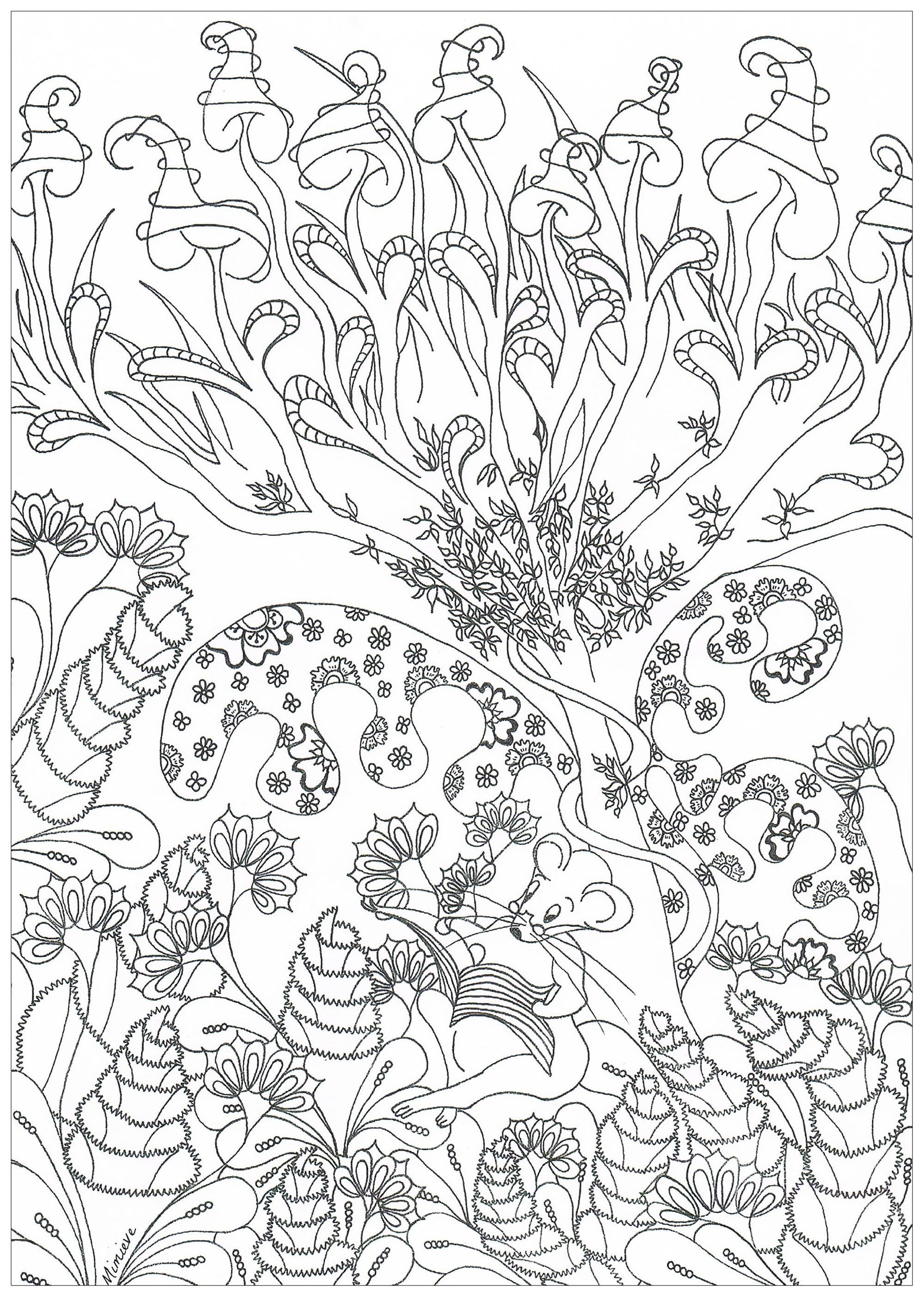 Enchanted forest - Jungle & Forest Adult Coloring Pages