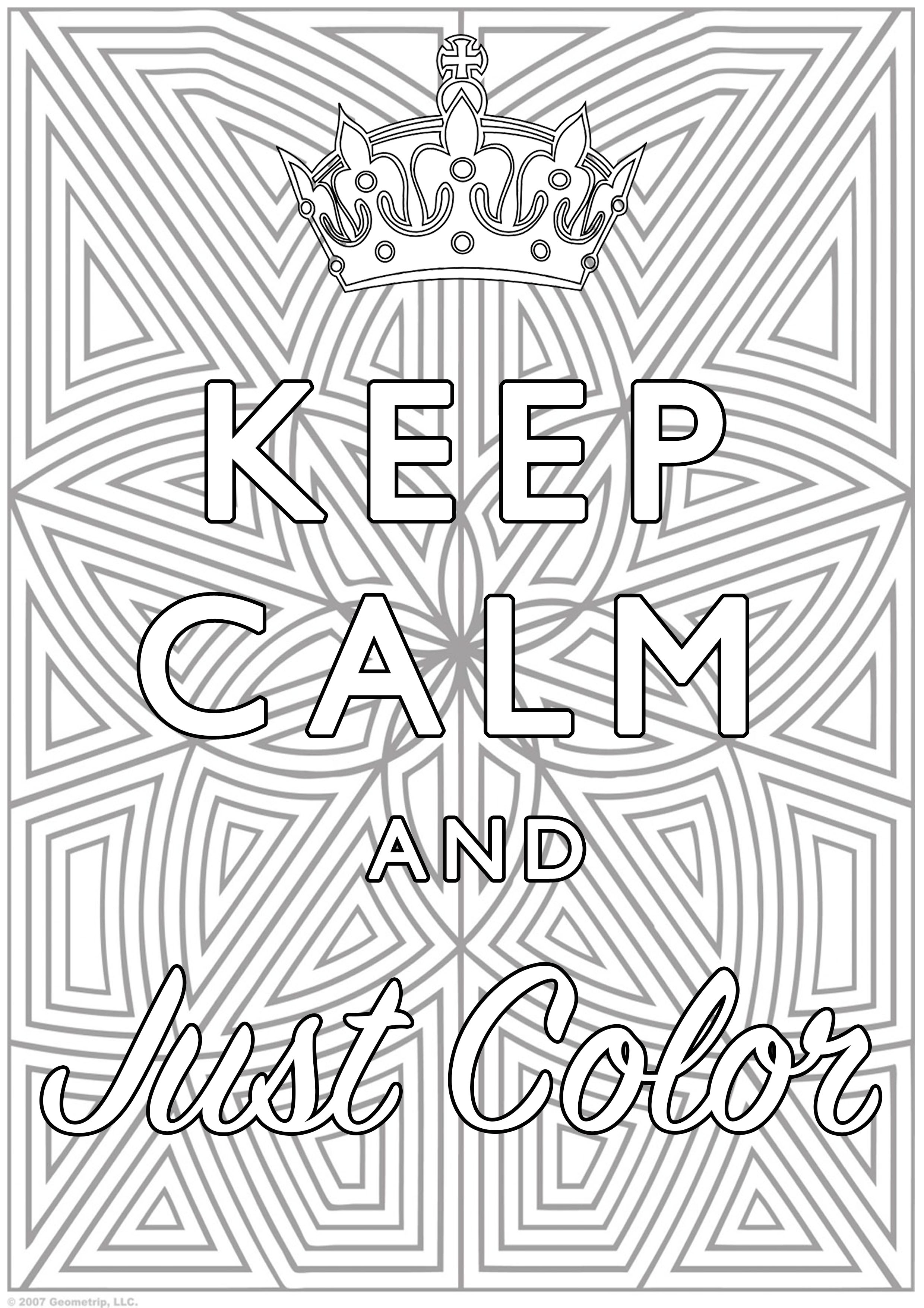 Keep Calm and Color Keep calm  Adult Coloring Pages