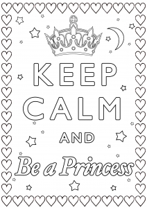 Coloring keep calm and be a princess