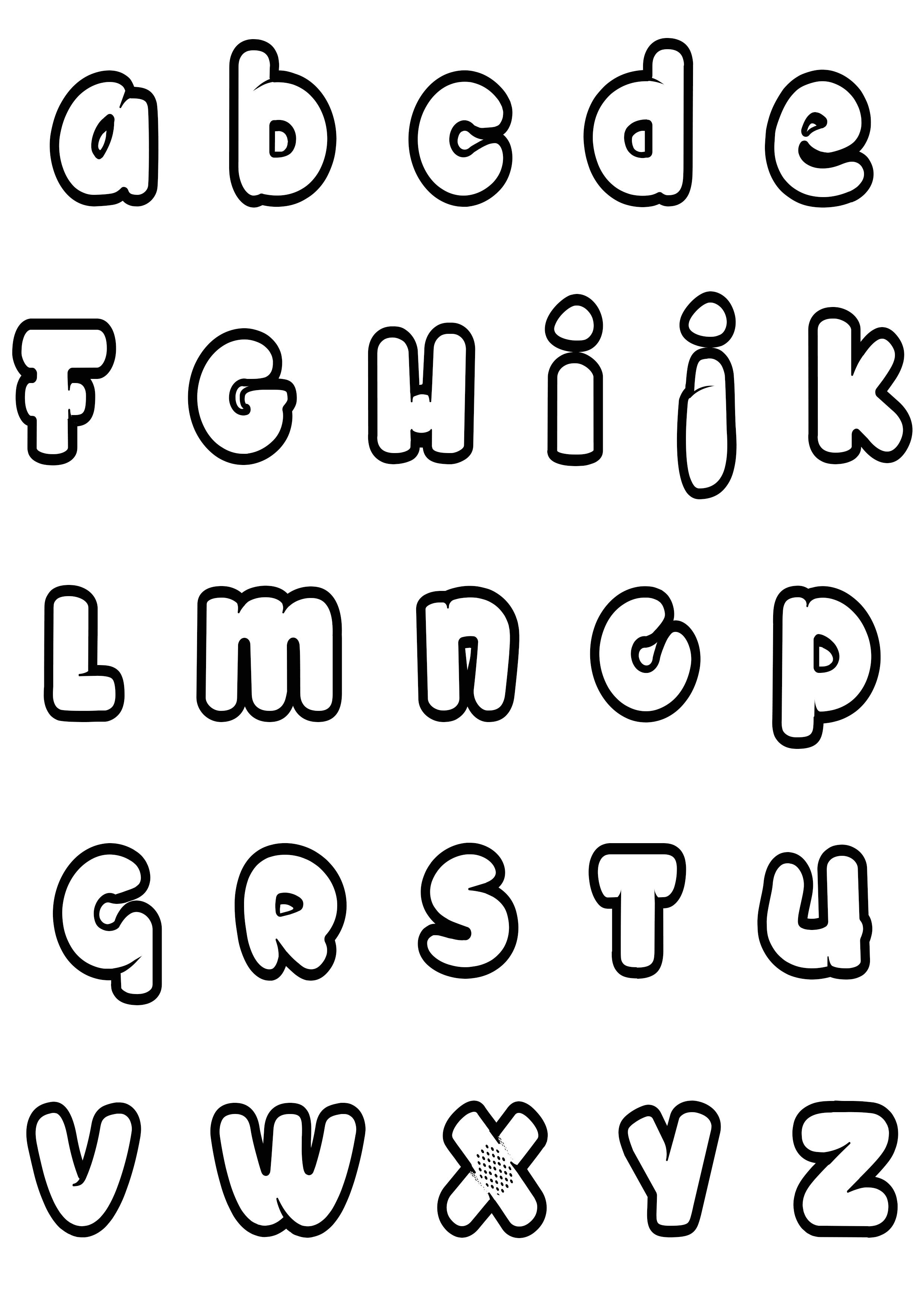 Simple alphabet - 14 - Alphabet Coloring pages for kids to print & color