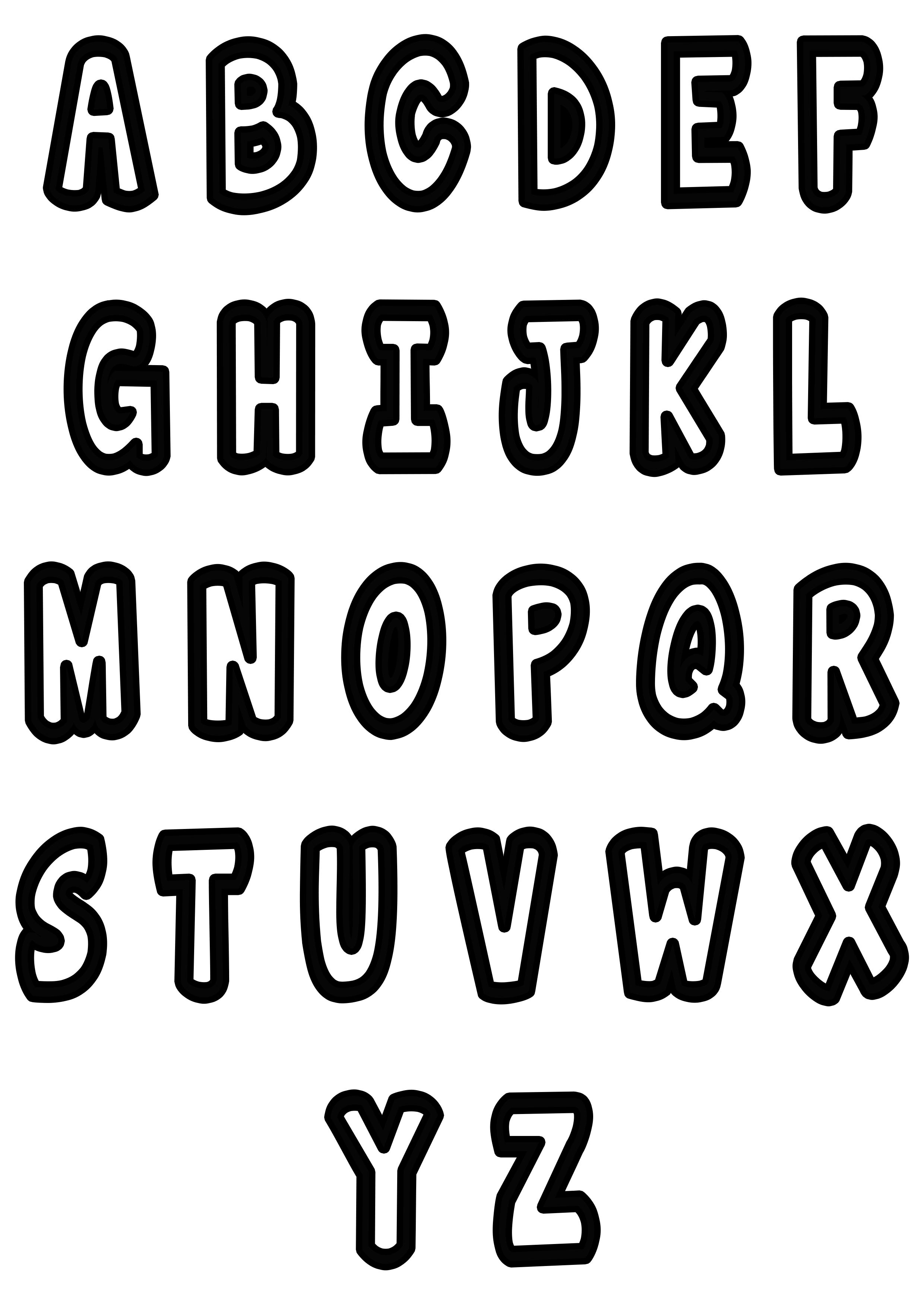 Simple alphabet - 2 - Alphabet Coloring pages for kids to print & color