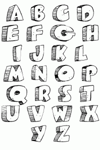 Coloring page alphabet 3d