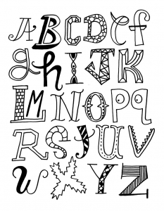 Coloring page alphabet different styles