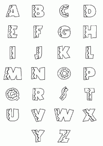 Coloring page alphabet simple 3d