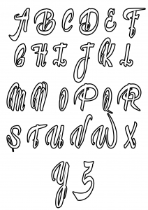 Alphabet simple 3d - Alphabet Coloring pages for kids to print & color