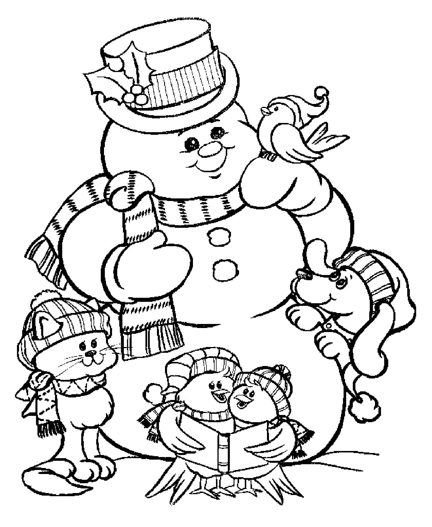 Download Snowman - Christmas Coloring pages for kids to print & color