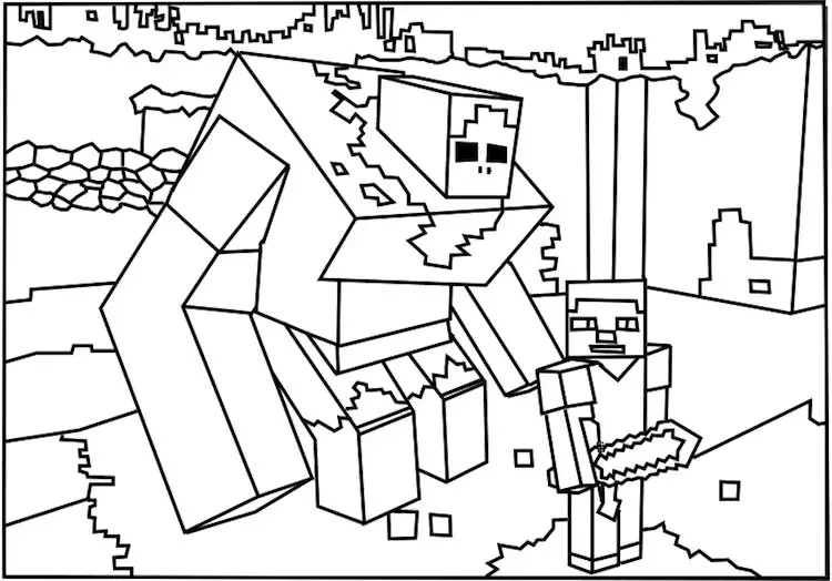 drawing inspired  minecraft coloring pages for kids to
