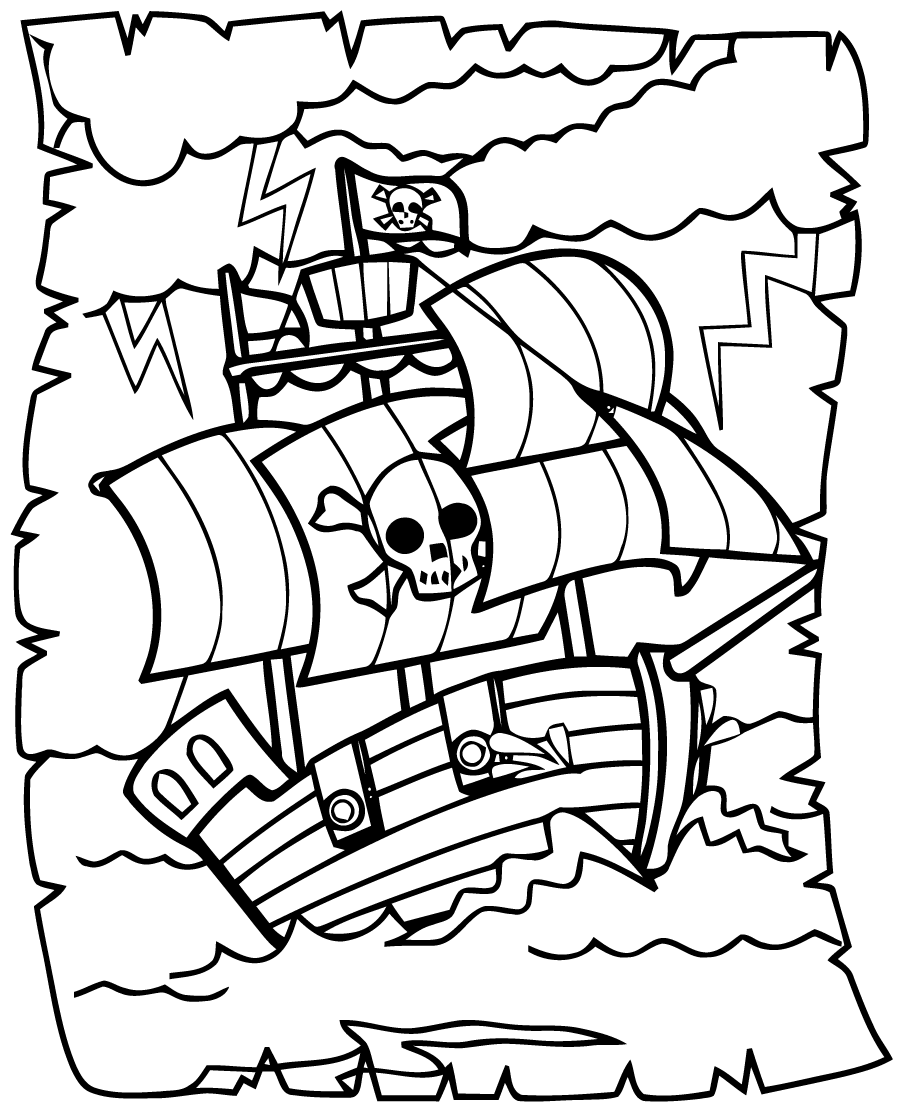 Pirate Big Boat Pirates Coloring Pages For Kids To Print Color