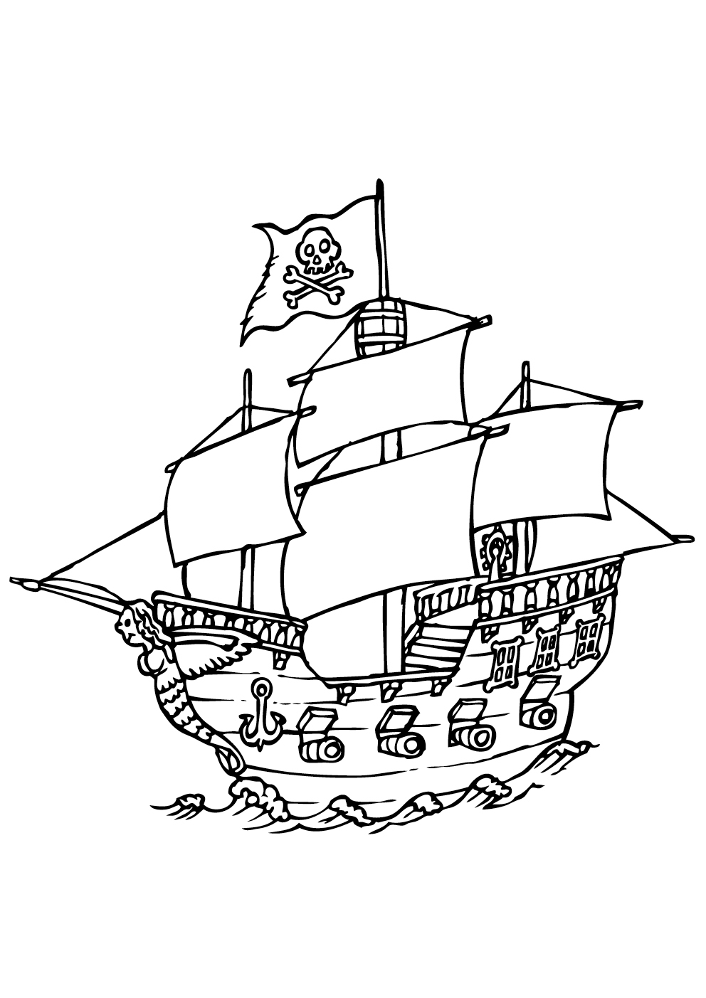 Pirate big boat  Pirates Coloring pages for kids to print & color