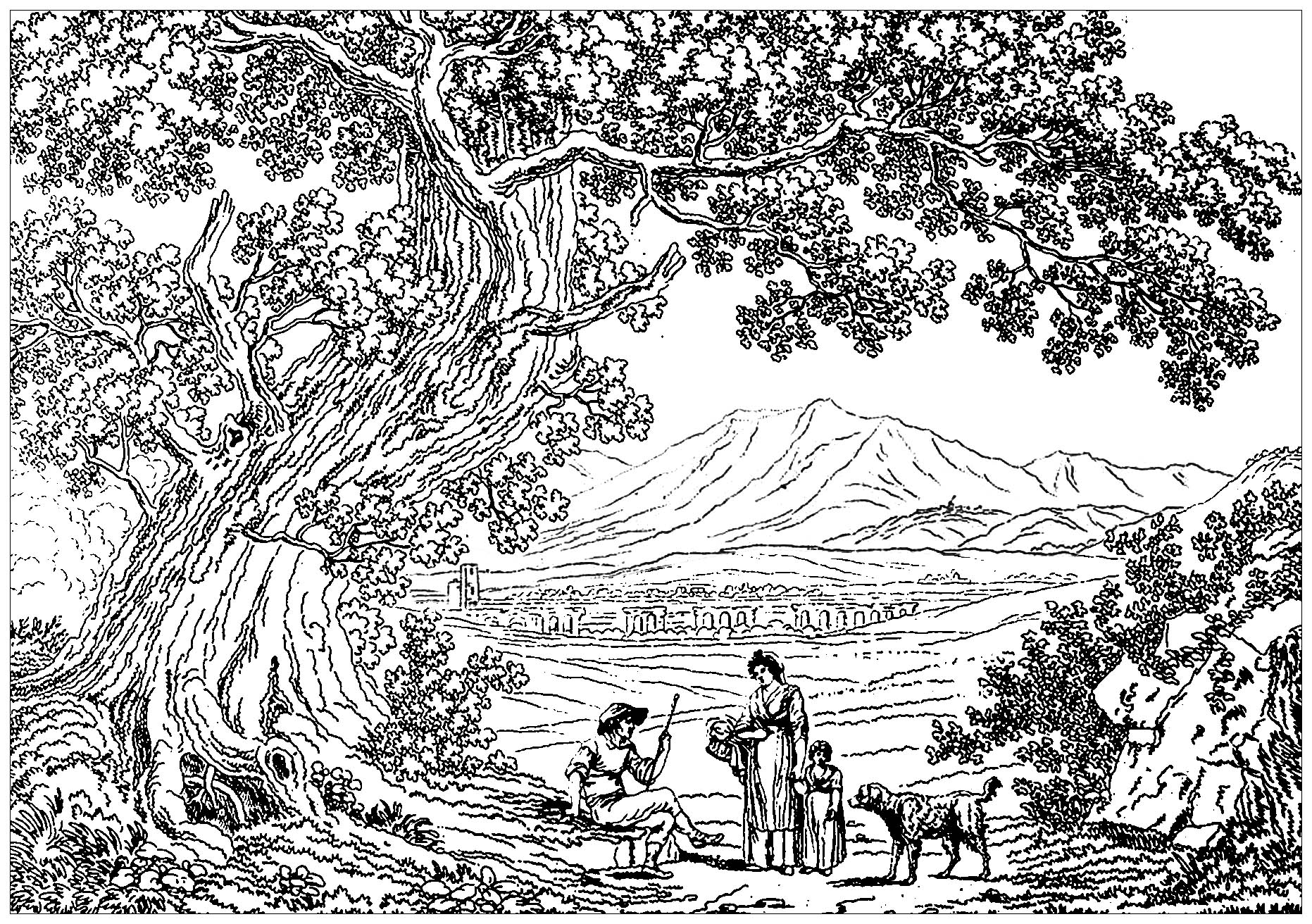 Italy landscape philippe hackert - Landscapes Adult Coloring Pages