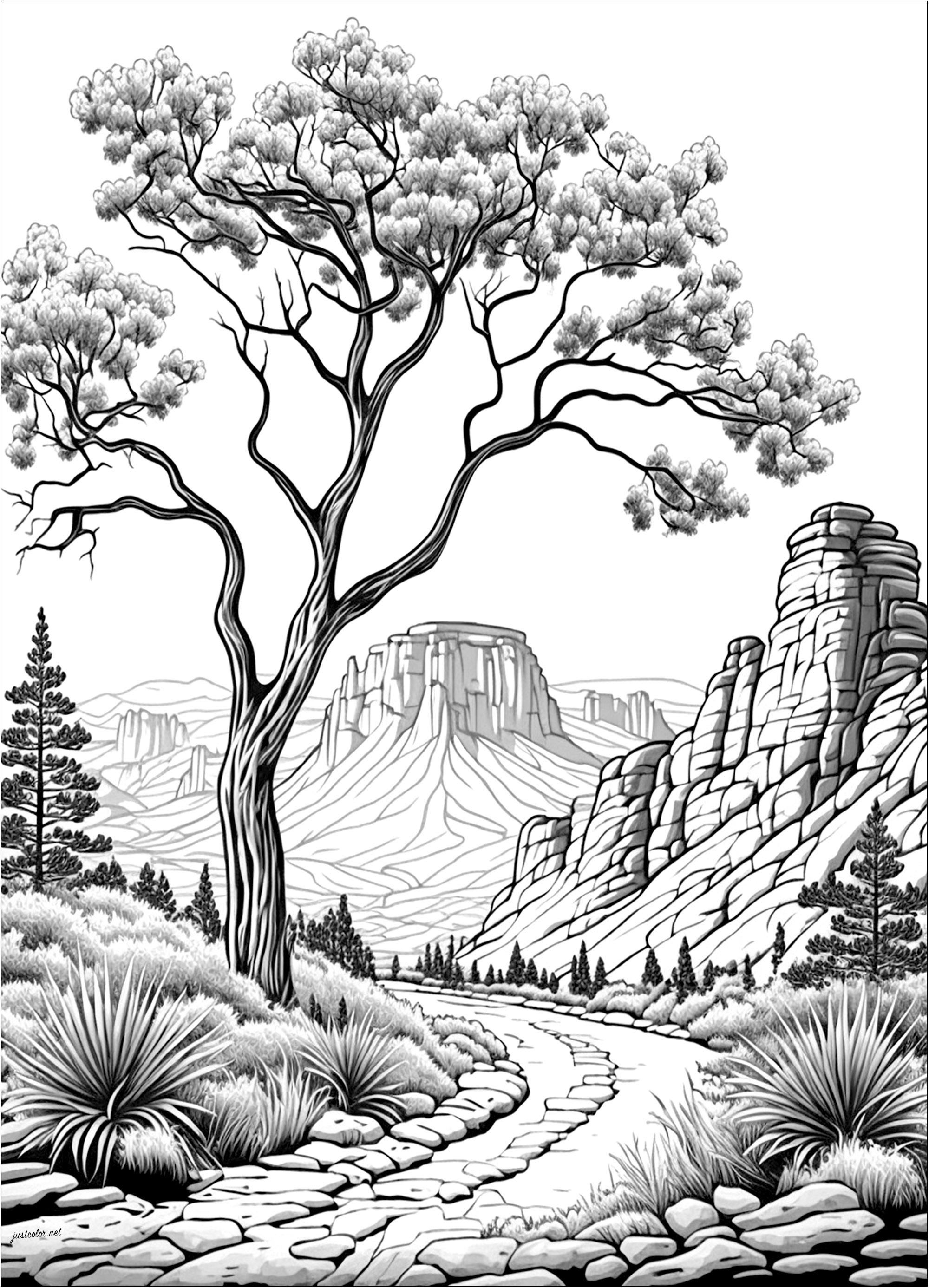 western landscape coloring pages