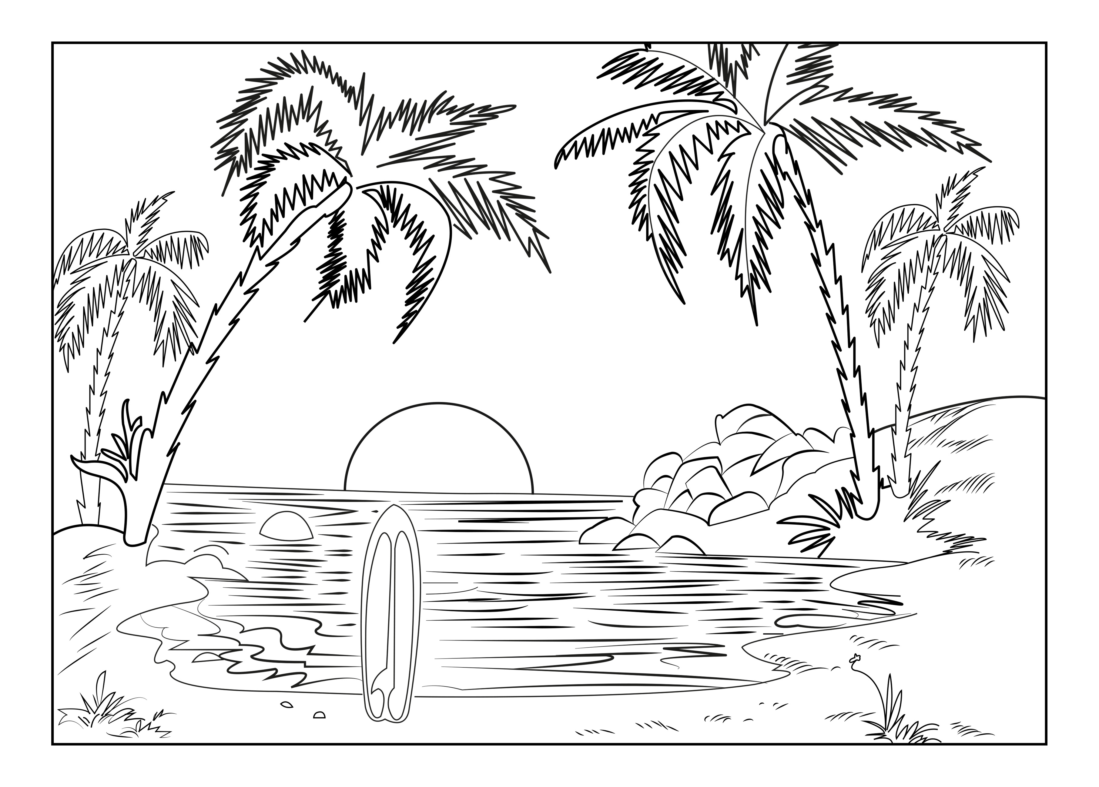 Download Tropical Paradise Island - L&scapes Adult Coloring Pages