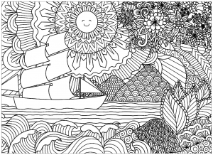 830 Coloring Pages For Adults Landscapes Pictures