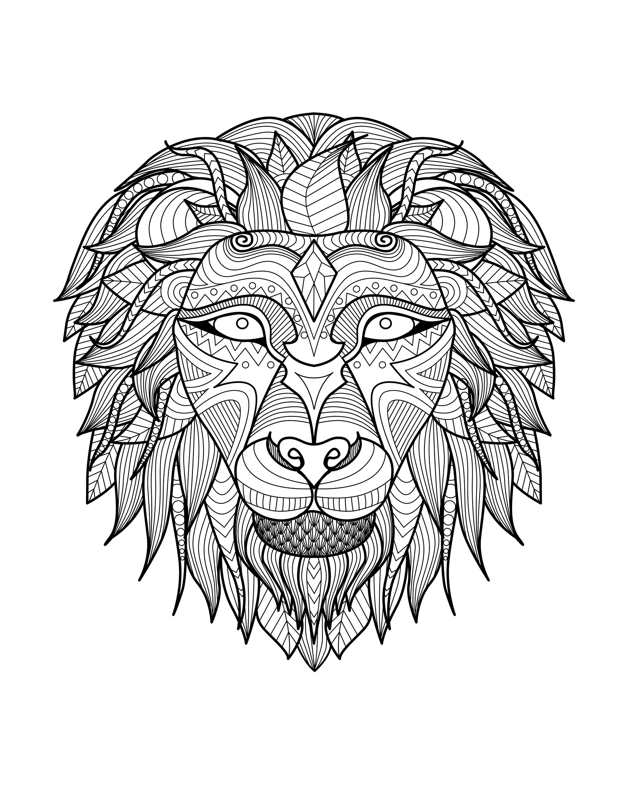 Lion head 2 - Lions Adult Coloring Pages