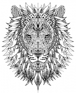 Coloring adult difficult lion head