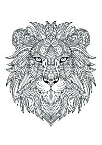 Magnificent lion's head with complex, harmonious motifs