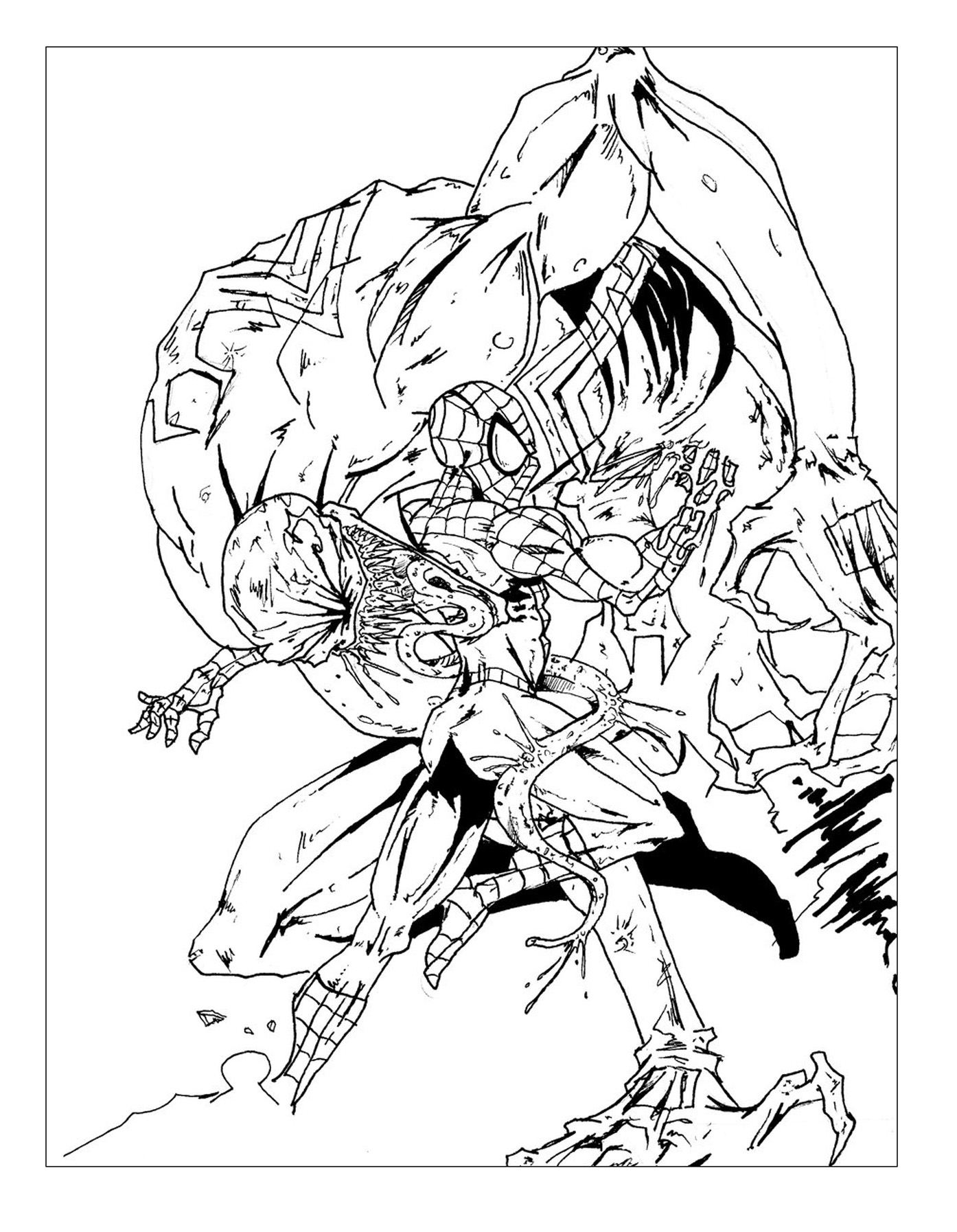 Spiderman Battle Comic Books Adult Coloring Pages