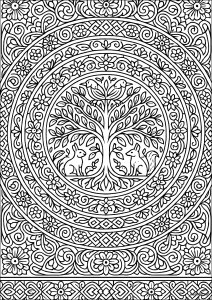 Tree of life surrounded by complex patterns