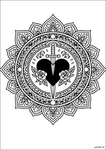 Mandala with stabbed heart