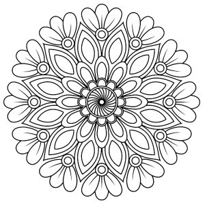 Printable Coloring Page for adults : Simple plant mandala with leaves