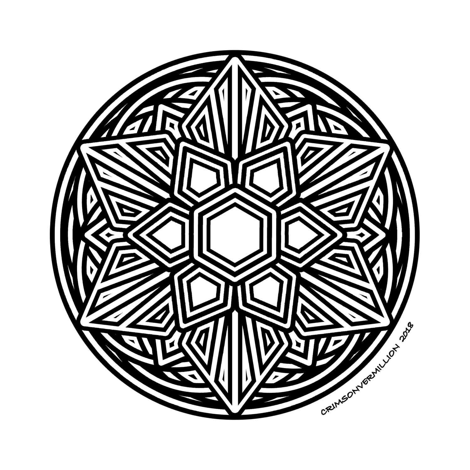 The alliance of rounded and spades gives a real strength to this mandala, Artist : Crimson Vermillion