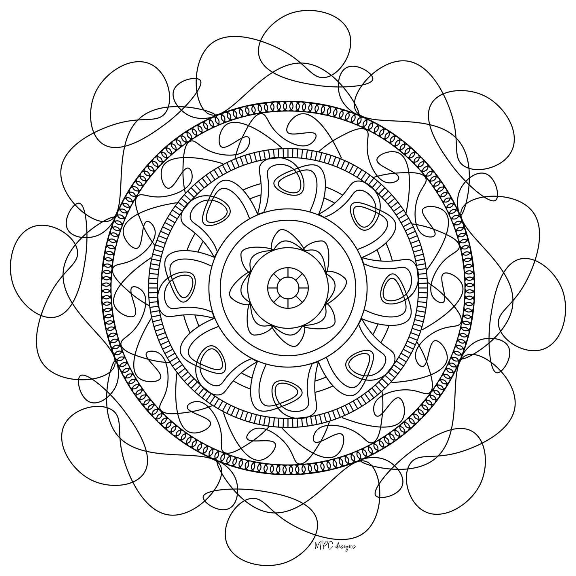 Mandala composed of fine and tortuous lines, Artist : MPC Design