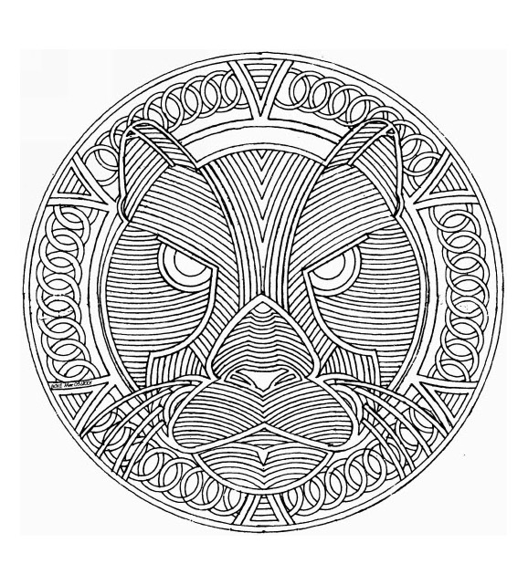 Mandala based on a panther tracking her prey