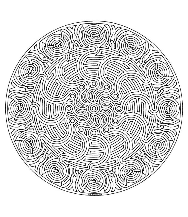 This Mandala is almost a maze! You have to find your way by coloring it