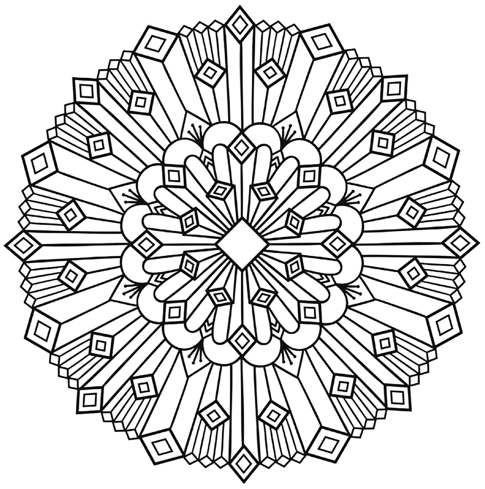 Mandala art deco simple - M&alas Adult Coloring Pages