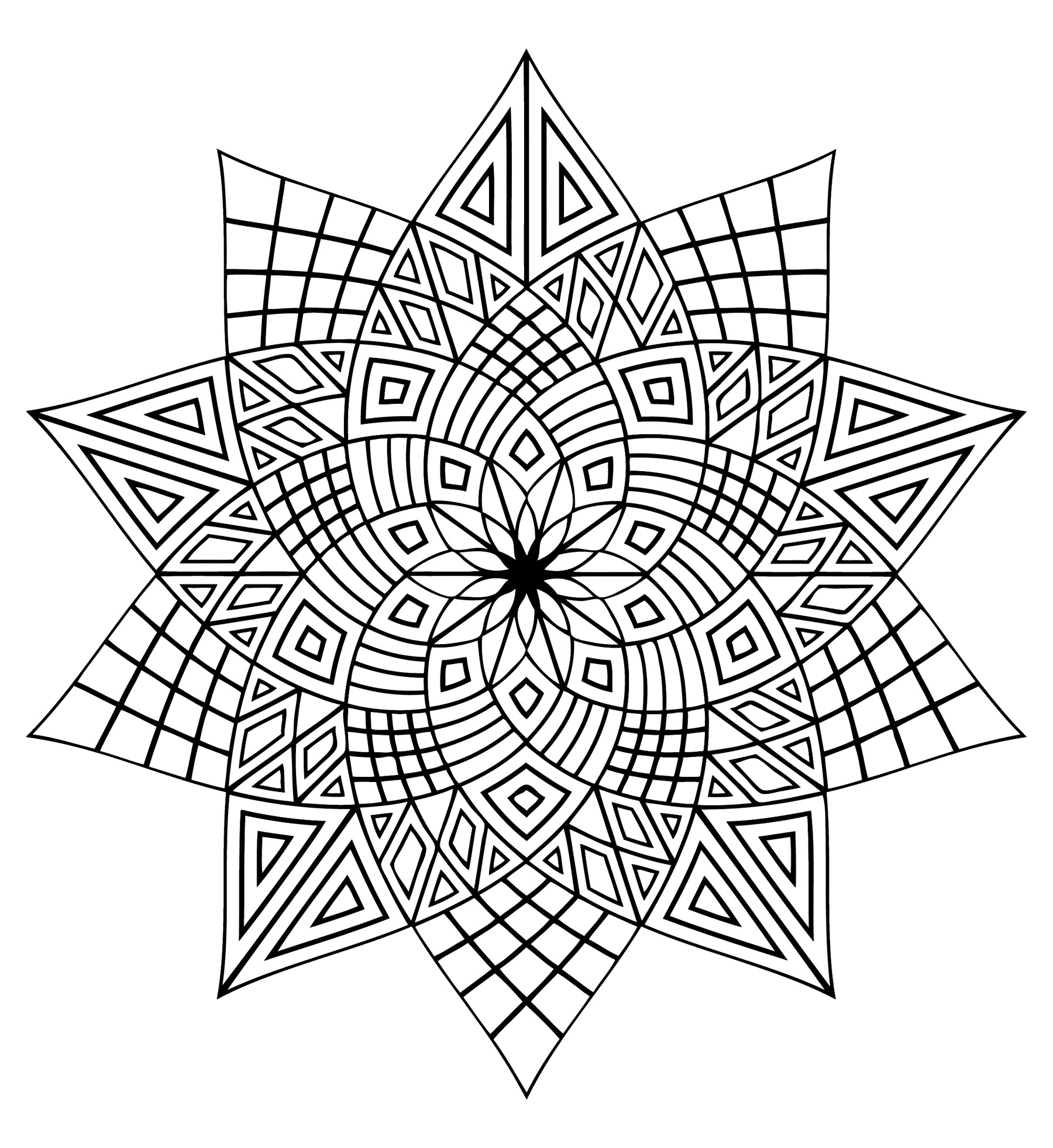 A very mystical mandala with star form, this coloring will allow you an appreciable moment of relaxation