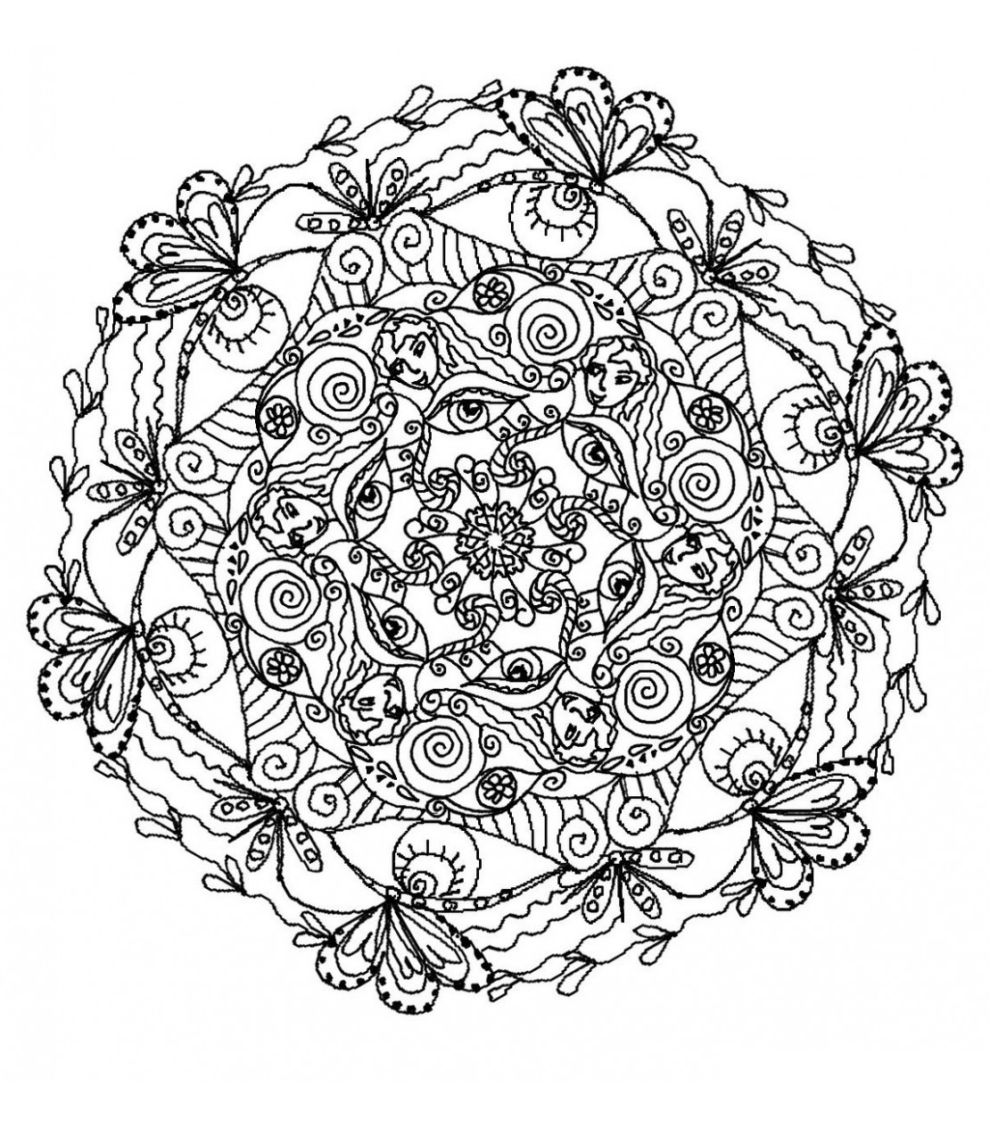 Plants and natural patterns for this refreshing Mandala for adult. Colors in green tones preferred, of course !