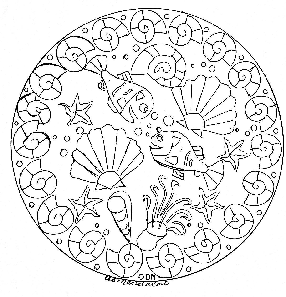 Mandala domandalas seabed - 2 - Mandalas Adult Coloring Pages
