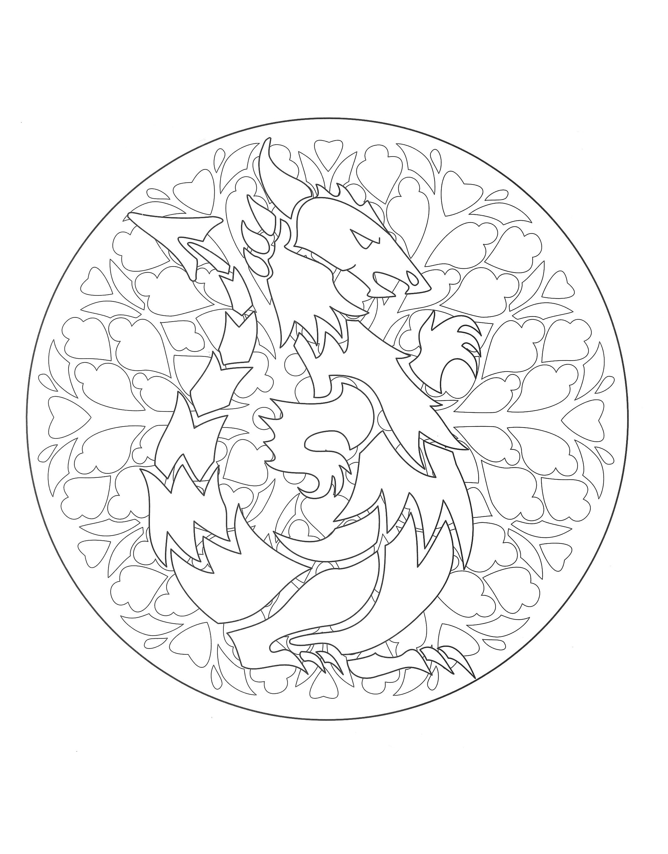 Mandala dragon - 1 - Mandalas Adult Coloring Pages