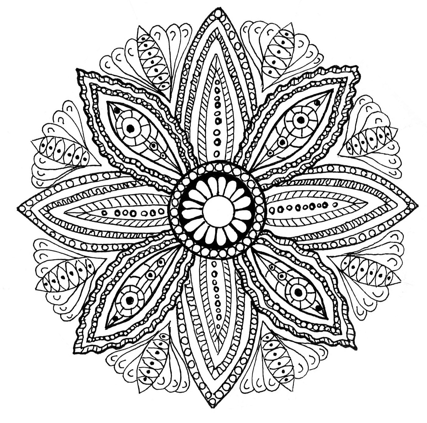 Drawing of a Mandala with leaves
