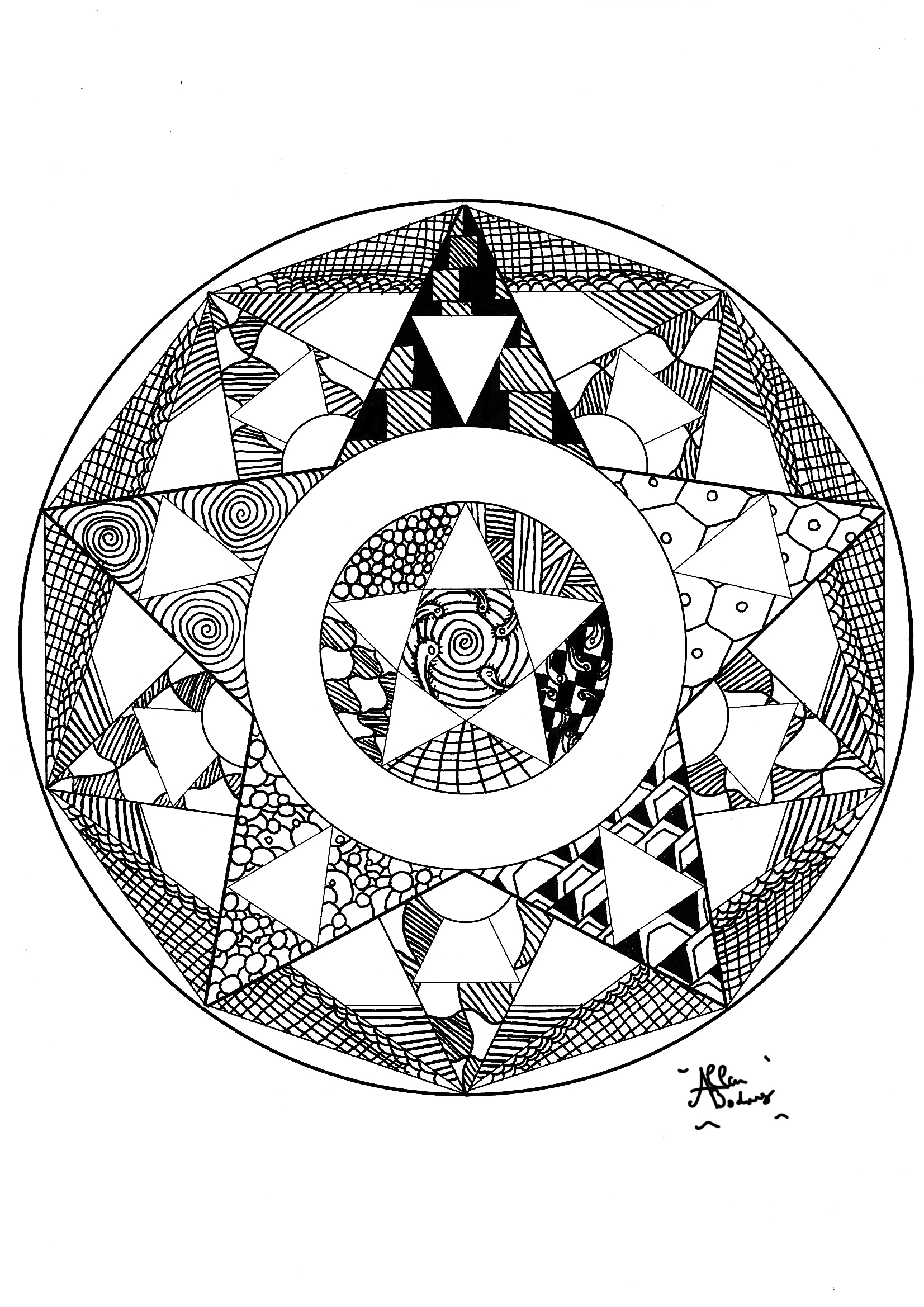 A perfect mix between a Mandala and a Zentangle. Enjoy !, Artist : Allan