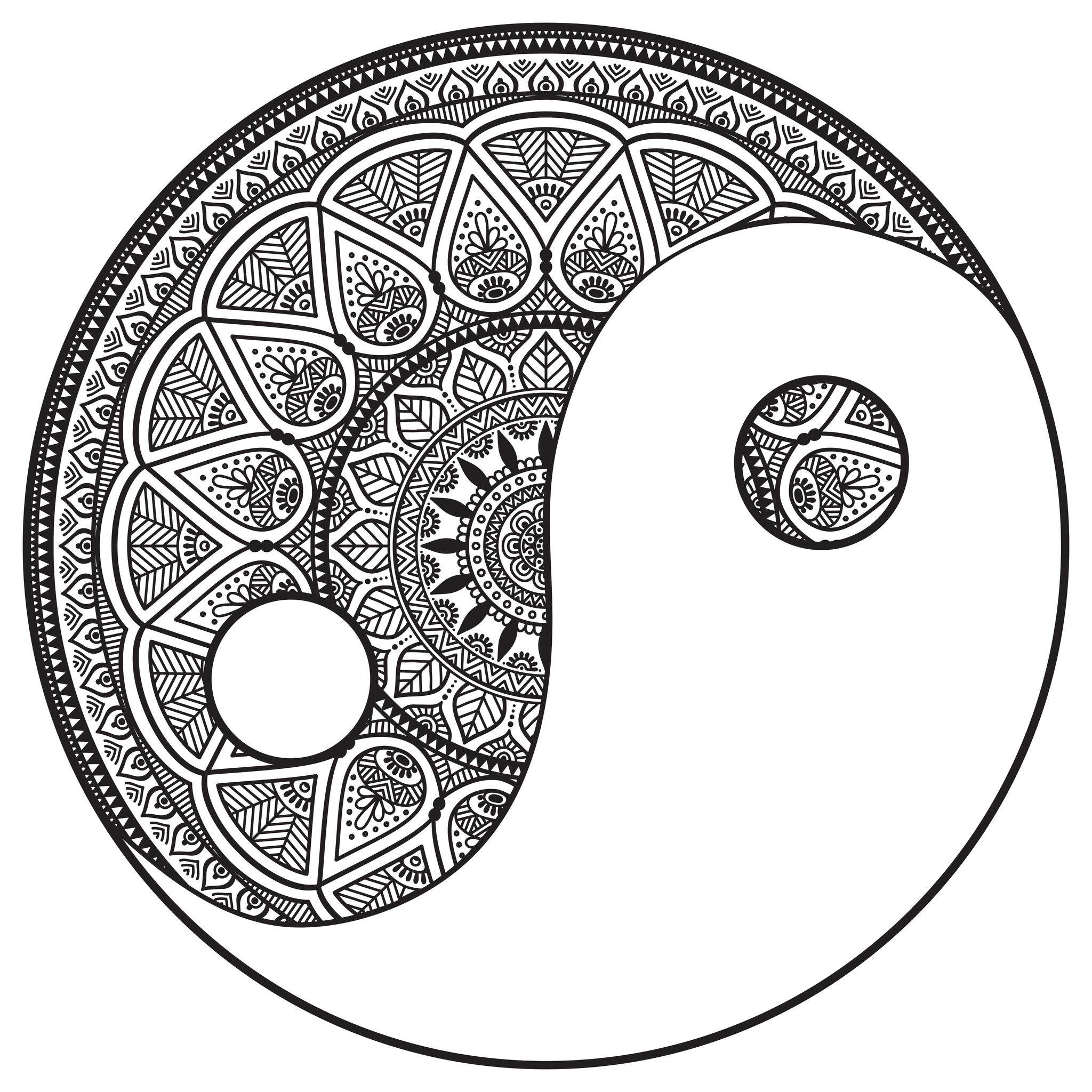 Download Mandala Yin and Yang to color - M&alas Adult Coloring Pages