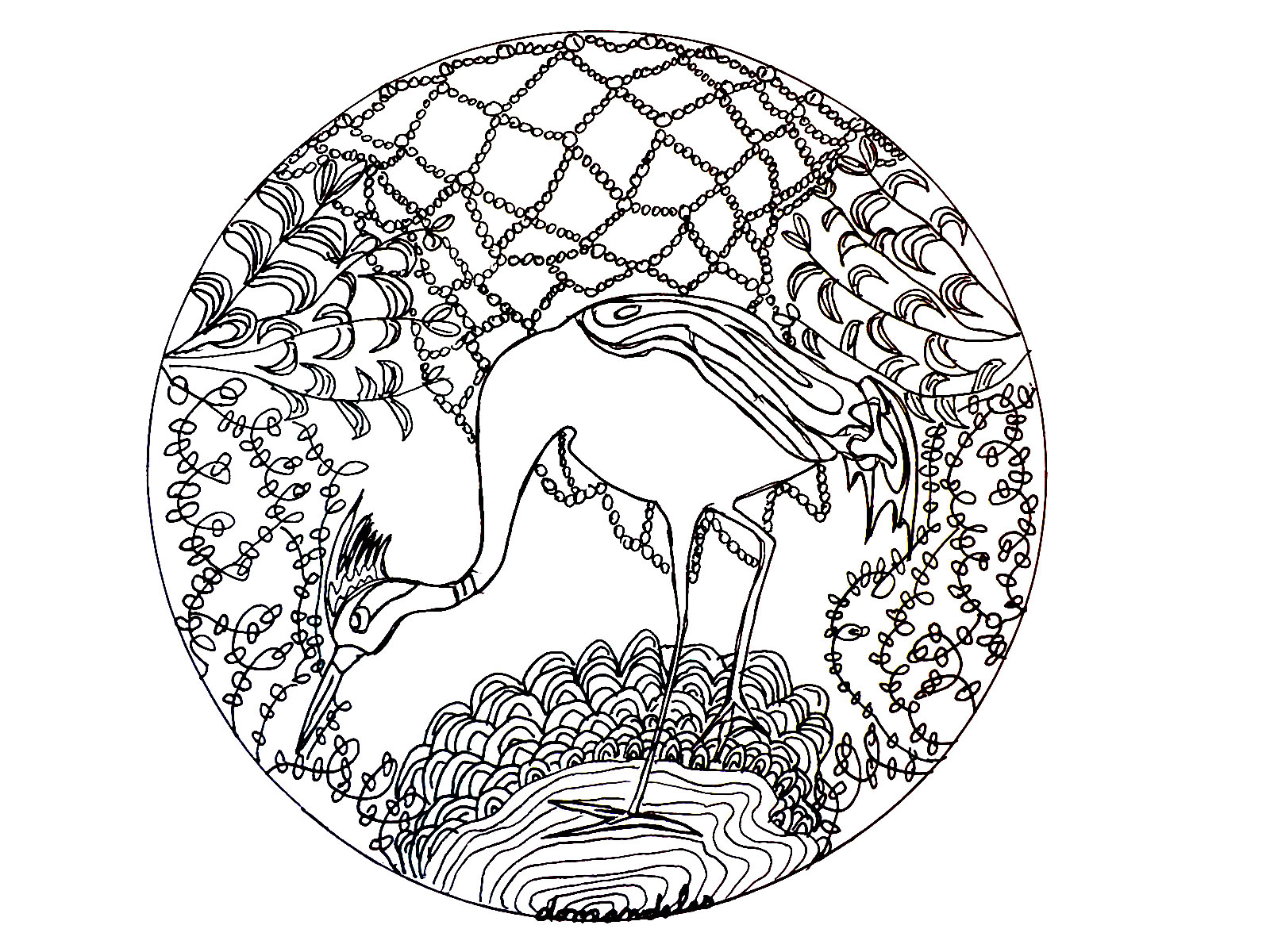 Mandala with Heron, Artist : Domandalas