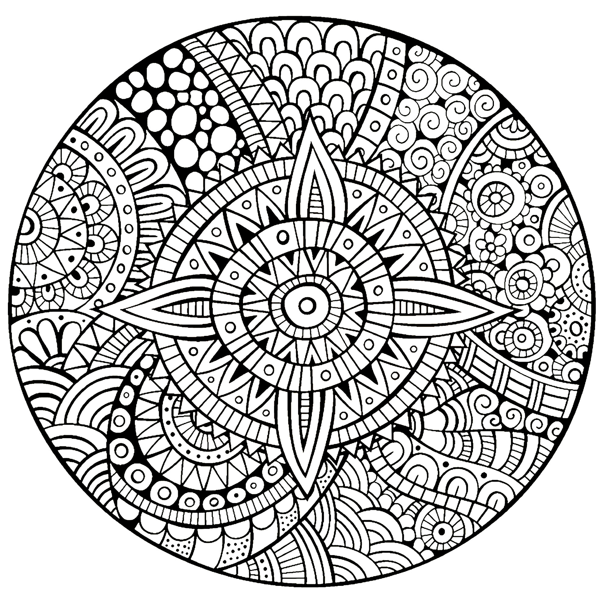 Download Mandala star thick lines - M&alas Adult Coloring Pages