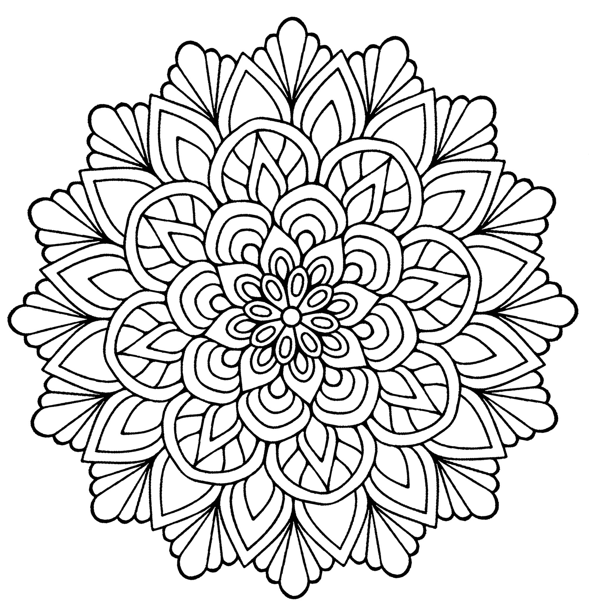 Download Mandala flower with leaves - Mandalas Adult Coloring Pages