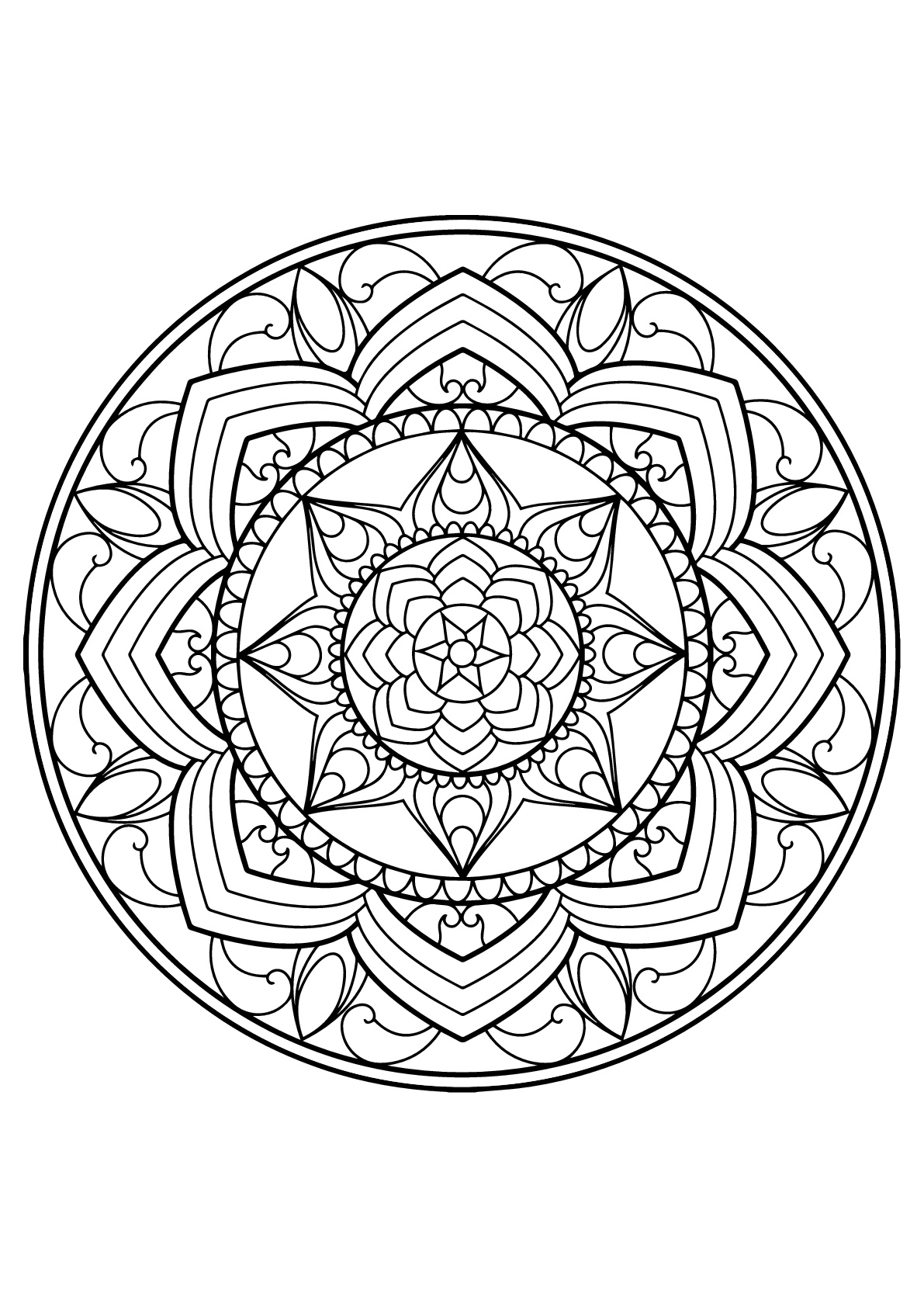 Mandala with cute patterns from Free Coloring book for adults