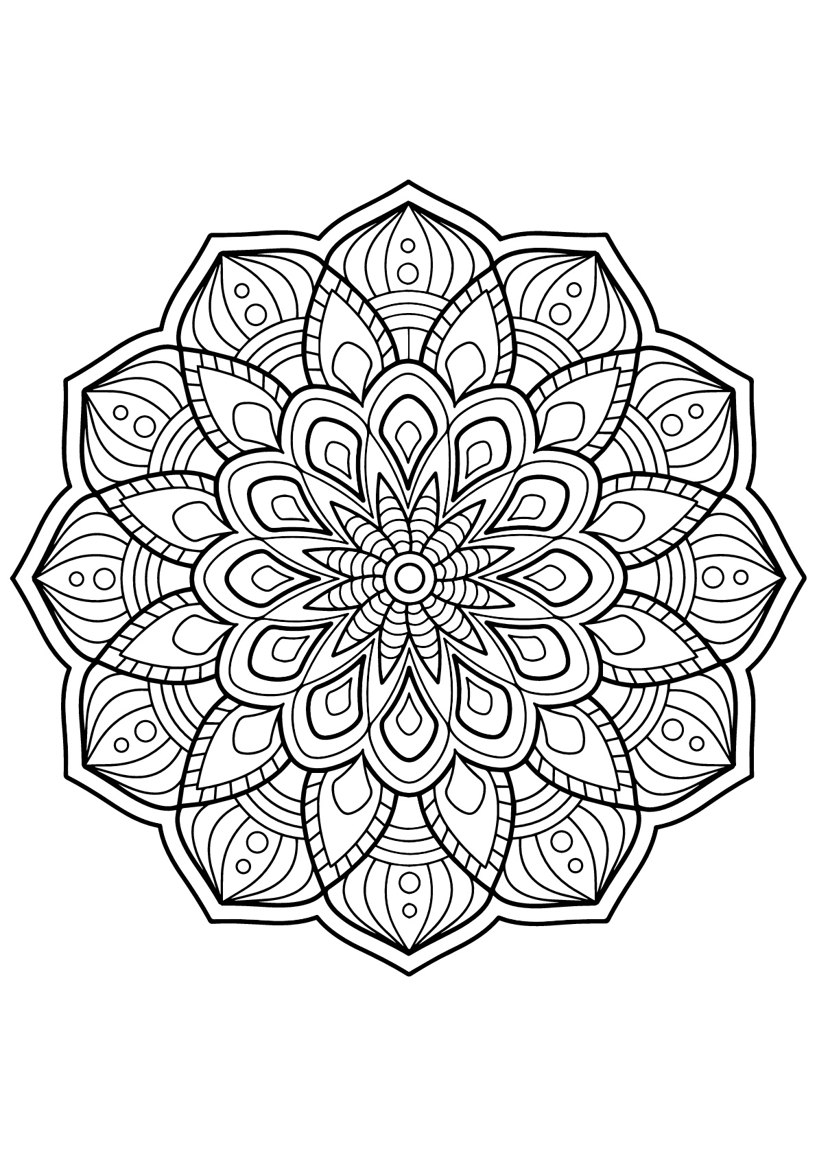 Mandala full of beautiful details from Free Coloring book for adults