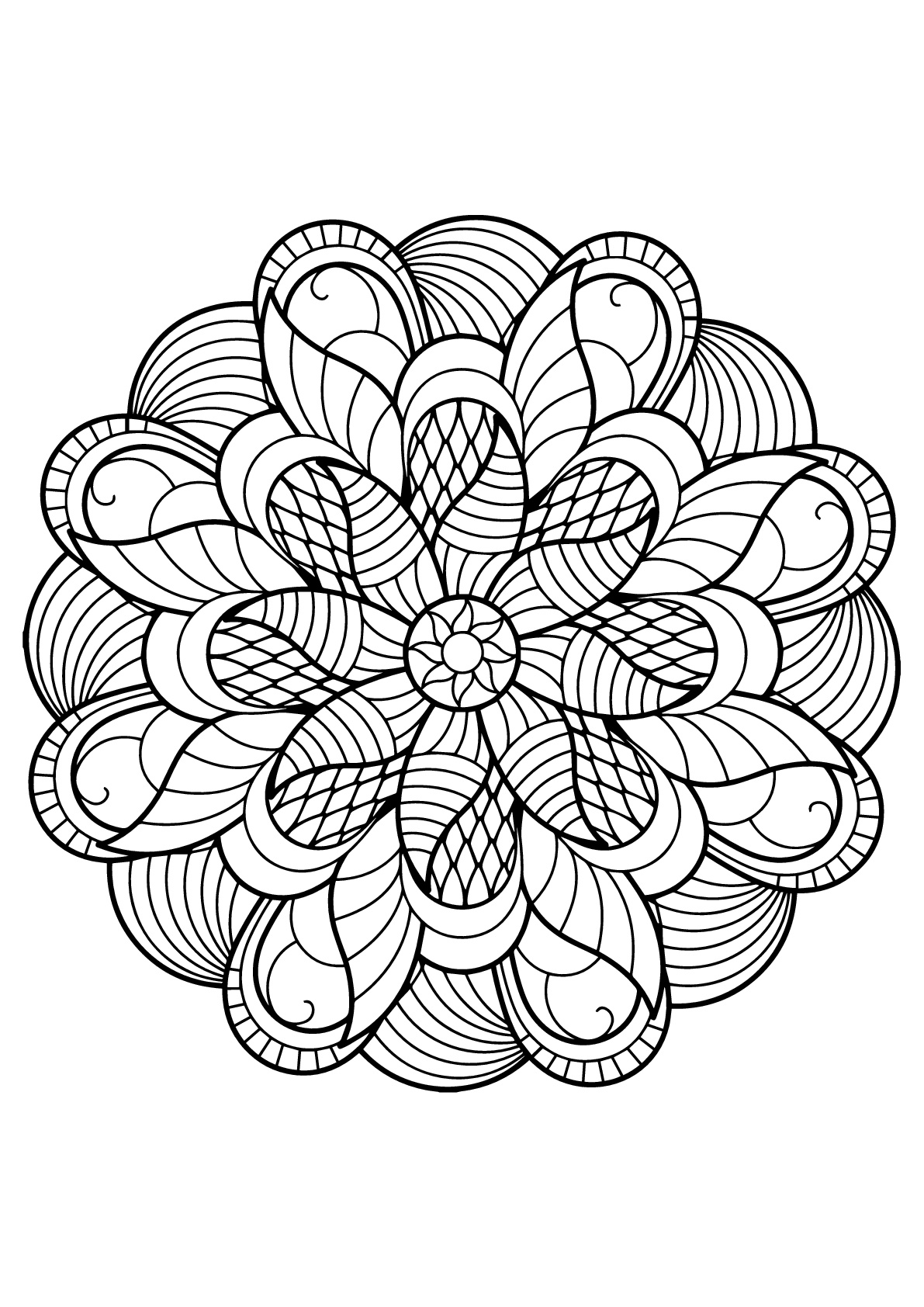 Very original Mandala from Free Coloring book for adults
