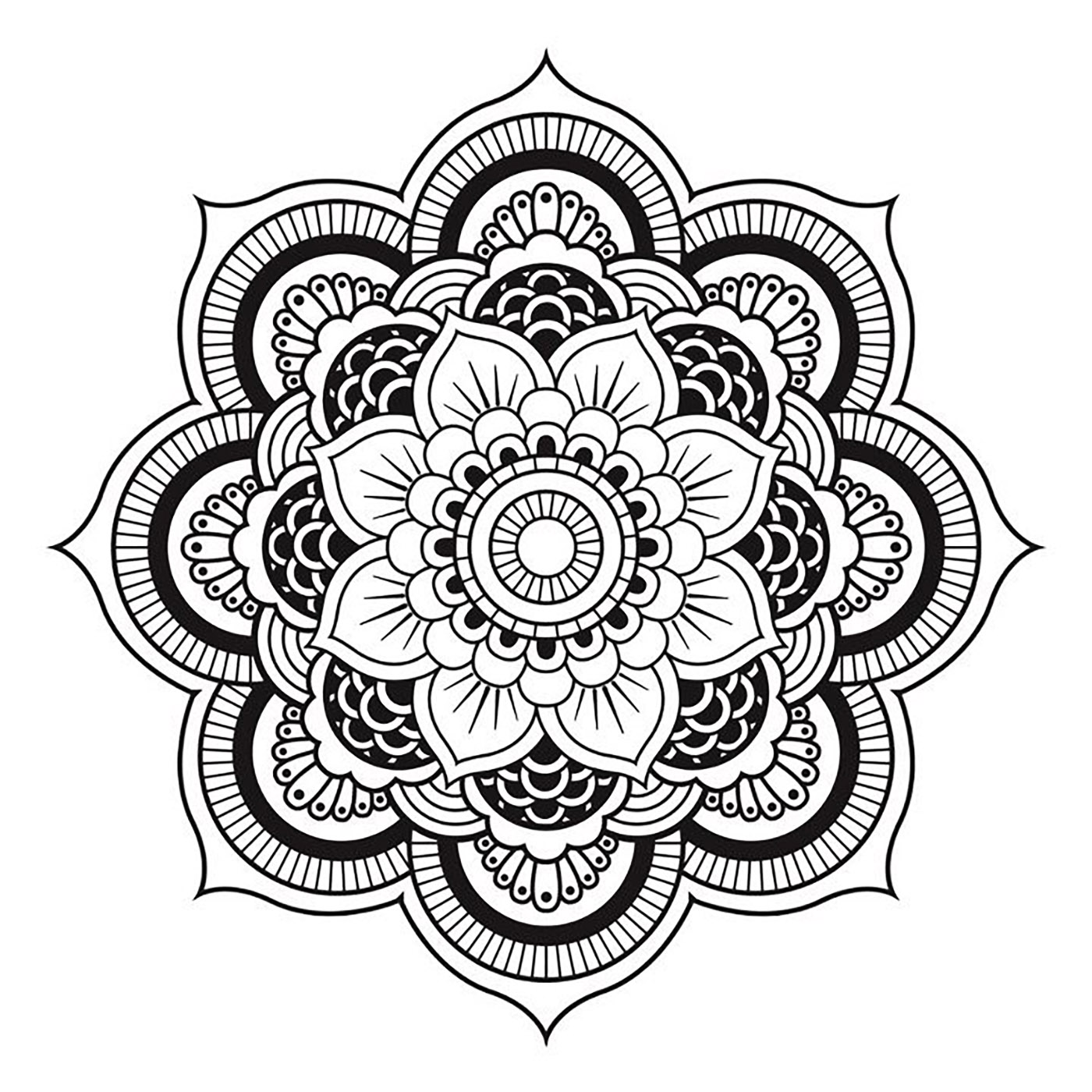 Mandala to download free simple flower - Mandalas Adult Coloring Pages