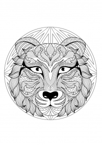 Coloring mandala tiger head 2