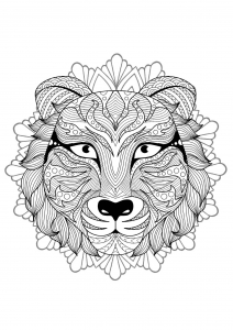 Coloring mandala tiger head 4