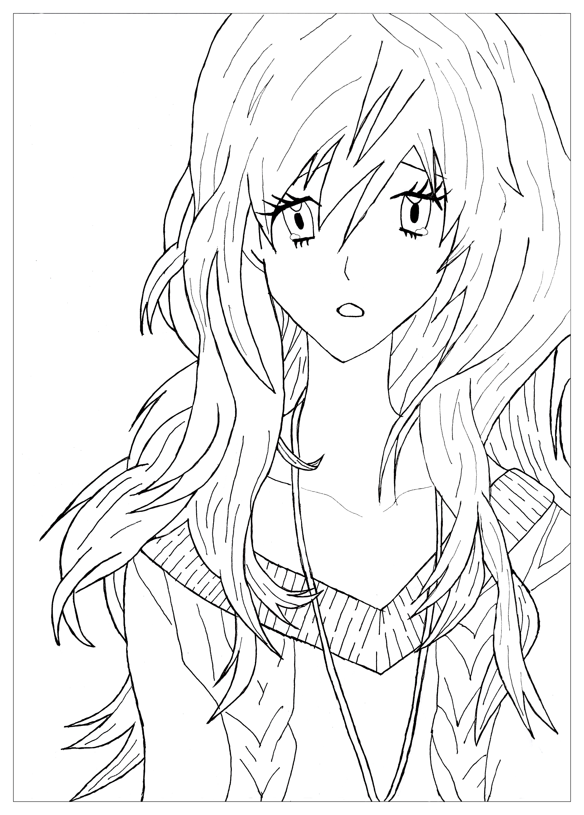 Anime Wolf Girl Coloring Page | Easy Drawing Guides